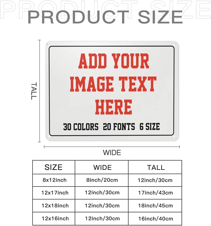 Custom Signs Outdoor Metal - 17 x 12 Personalized Signs for Business, Work, Home, Delivery, Road, Garden, Hazard, Intersection, Parking, Decorative