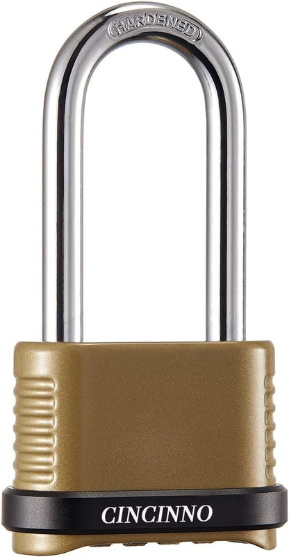 4 Digit Combination Lock, Heavy Duty Combo Padlock with Long Shackle for Outdoor Use,Sheds, Locker, Storage Unit, Gym and Gate