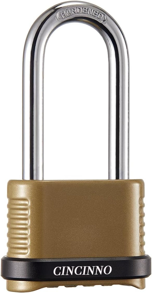 4 Digit Combination Lock, Heavy Duty Combo Padlock with Long Shackle for Outdoor Use,Sheds, Locker, Storage Unit, Gym and Gate