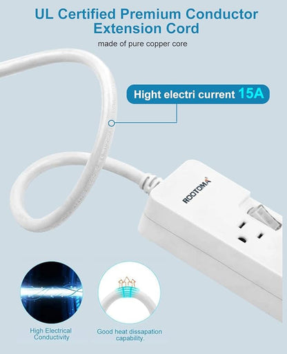 10FT Heavy Duty Extension Cord with Individual Switches on Off, 1875W Appliance Extension Cord with Surge Protector, 6 outlets, High Wattage for Microwave, Aquarium, Kitchen, Garage Must Have
