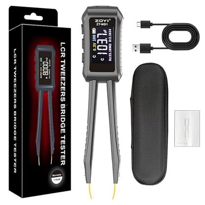 LCR Meter Zoyi MD1 Bridge SMD Test Clip with OLED Display, Auto Identification, 10mΩ-10MΩ Resistance, 1pF-20mF Capacitance, 1uH-60H Inductance, Lithium Battery Powered, Portable for Electronic Repairs