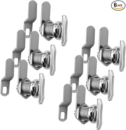 5/8" Thumb Operated Offset Cam Lock, RV Compartment Latch, Non-Locking Thumb Turn, for RV Compartment Camper Storage Door (6 Pack)