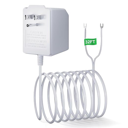 18 Volt Doorbell Transformer Power Supply for Ring Video Doorbell,Compatible with Ring,Google Nest,WYZE, Eufy,Blink Video Doorbells(𝟑𝟑𝐅𝐓 𝐄𝐱𝐭𝐞𝐧𝐬𝐢𝐨𝐧 𝐂𝐨𝐫𝐝)
