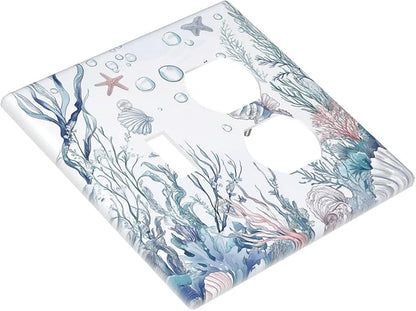 Wallplates Ocean Coral Seahorse Seashell Starfish 1 Toggle 1 Duplex Switch Plate Electrical Gfci Faceplate Decorative Light Switch Covers For Bathroom Home Decor