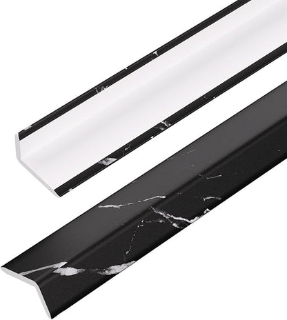 OUZUGIE 8-Pack 57 Inches, WPC Slat Wall Panel Trim,Corner Guard for Low Grille (Black Marble-1)