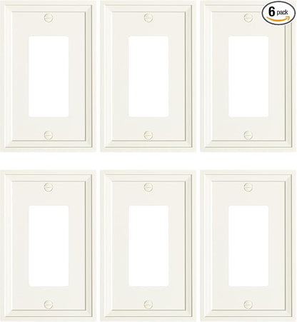 6-Pack Decorator Outlet Cover Plate, Light Almond Modern Decorative Switch Plates and Outlet Covers, Natural Bamboo Fiber Wall Plates for Electrical Outlets
