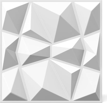 INMOZATA 3D Wall Panels for Interior Wall Decor, 33 Pack 12 x 12 Inch Decorative Wall Panels Diamond 3D Textured Accent Panel for TV, Gaming Living Room, Bedroom Background(White)