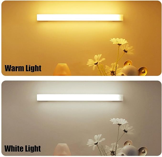 Punch-Free Smart Sensor Magnetic Rechargeable LED Lights, Motion Sensor Light Indoor for Stairs, Wardrobe, Cabinet (2PCS Warm Light,10cm/3.94in)