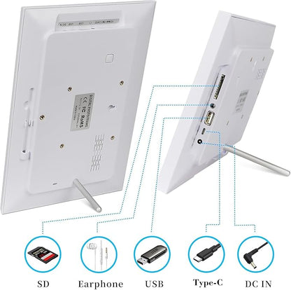 Frameo 10.1 Inch Smart WiFi Digital Photo Frame,Digital Picture Frame Wi-Fi with 32GB Storage & SD Slot, Electronic Picture Frame IPS Touch Screen with Auto-Rotate, Frameo Digital Frame WiFi -White
