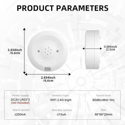 TUBY WiFi Water Leak Detector – No Hub Required, Easy Installation Smart Sensor for Home, Basement, Kitchen, Bathroom – Moisture Sensor, Wireless, IP55 80dB Alarm Flood Sensors