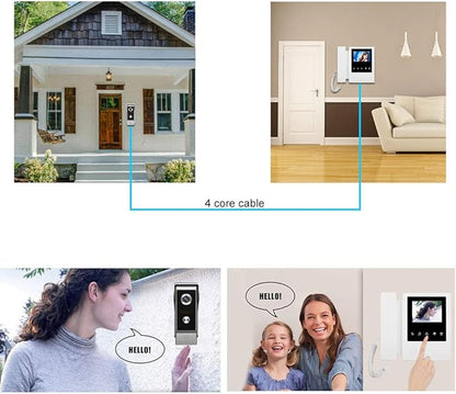 Video Door Phone System, 4.3 Inches Touch Monitor Wired Video Intercom Doorbell Kits, IR Night Vision Camera Door Intercom, Doorphone Telephone Style Indoor Outdoor for Home Villa