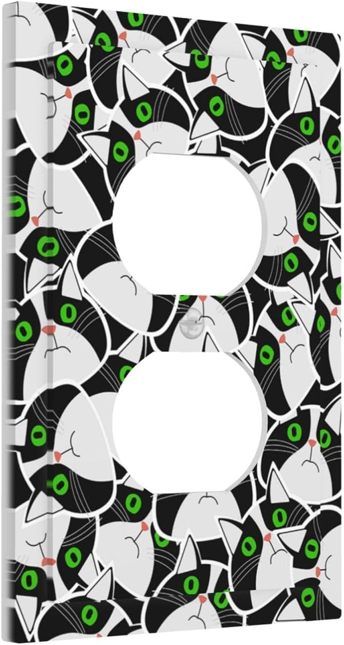 Funny Cat Wacky Kitty 1 Gang Duplex Receptacle Switch Wall Plate Decorative Switchplate Outlet Covers Electrical Plug Cover Faceplate for Bathroom Home Decor 5 X 3 IN