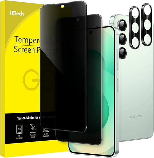 JETech Privacy Screen Protector for Samsung Galaxy S25+ / S25 Plus 5G with Camera Lens Protector, Anti-Spy Tempered Glass Film, Fingerprint ID Compatible, 2-Pack Each