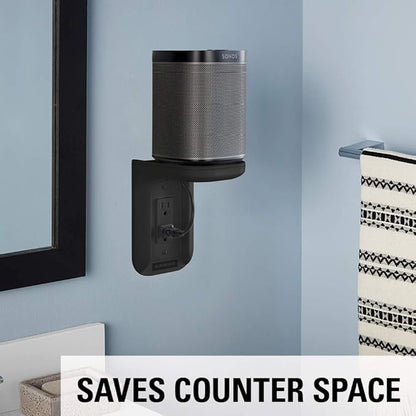 Sanus Outlet Shelf - Holds Any Device Up to 10lbs & Installs in Seconds - Includes Standard & Decora Style Outlet Covers & Integrated Cable Management Channel - Works for Sonos & Smart Home Speakers