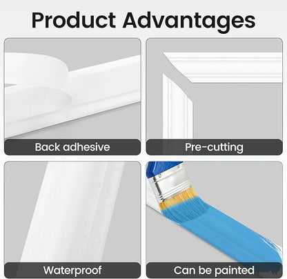 Peel and Stick Wainscoting Panels Kit, 6 Sets 16''x24'' Premade Wall Molding Peel and Stick Panels for Interior Wall Trim, Easy DIY Wainscoting Panels Peel and Stick Decor