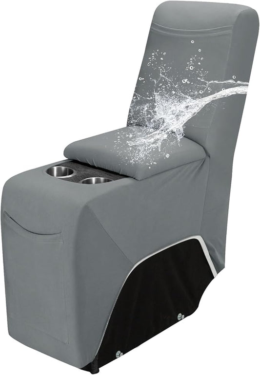 Easy-Going 100% Waterproof Recliner Console Cover, Stretch Middle Console Couch Covers for Reclining Sofas, Sectional L-Shape Furniture Protector for Kids & Pets, 1 Console Cover, Light Gray