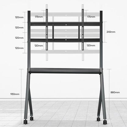 Smart Board Stand for 55-75 Inch Electronic Whiteboard Screens, Lockable Wheels, Portable Design for Classroom, Home, Office