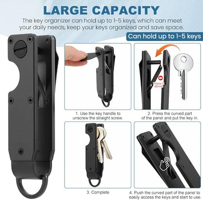 Key Organizer With Key-Handle,Compact Met-allic Key Holder,Met-allic Key-Organizer,Smart Keychain Secures 1-5 Keys