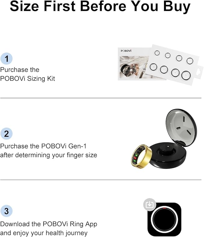 Smart Ring for Women Men- Sleep/Fitness/Stress/Heart Rate Tracker- Menstrual Records - 7 Days Battery Life - Wireless Charging - No APP Subscription - iOS & Android Compatible (Gold, Size 8)