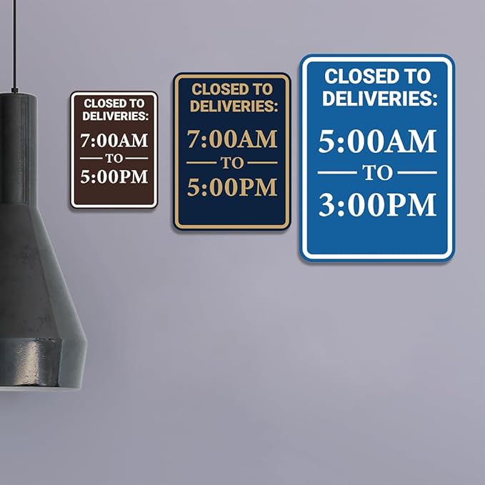 Portrait Round Closed To Deliveries: Custom Wall or Door Sign Easy Installation | Business and Office Decor | Customized Text