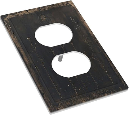 Outlet Covers Black And White Dandelion Art Vintage Wood Grain 1 Gang Duplex Light Switch Cover Plate Decorative Switch Plate Covers Electrical Socket Cover for Farmhouse Cabin Decor
