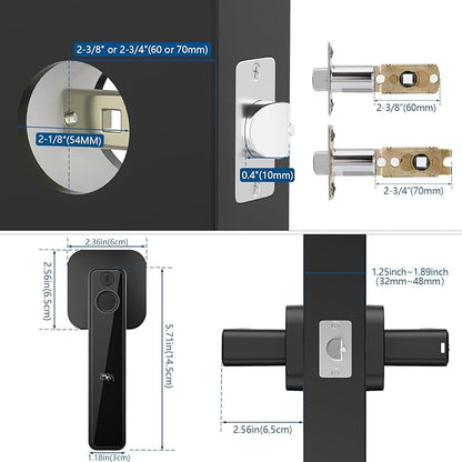 FITNATE Smart Fingerprint Door Lock, Keyless Entry Door Lever with APP, IC Card, Code, Key & Biometric Unlock for Bedroom, Home, Hotel, Office, Apartment