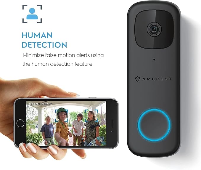 Amcrest 4MP Video Doorbell Camera Pro, Outdoor Smart Home 2.4GHz and 5GHz Wireless WiFi, Micro SD Card, AI Human Detection, IP65 Weatherproof, 2-Way Audio, 164º Wide-Angle Wi-Fi AD410