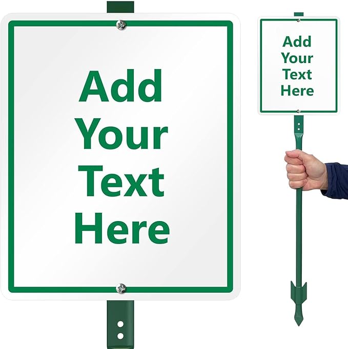 SmartSign 12" x 10" Custom Yard Sign with 3 foot Stake, 40 mil Laminated Rustproof Aluminum, Personalized Metal Lawn Sign Post for Outdoor, Driveway, No Soliciting, Choose Color, Set of 1, USA-Made