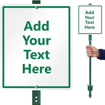 SmartSign 12" x 10" Custom Yard Sign with 3 foot Stake, 40 mil Laminated Rustproof Aluminum, Personalized Metal Lawn Sign Post for Outdoor, Driveway, No Soliciting, Choose Color, Set of 1, USA-Made