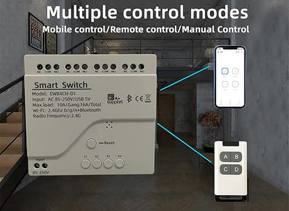 4 Channel Smart WiFi Relay Switching Module USB 5V/AC85V-250V, Supports Bluetooth Control, eWeLink App Remote Control, for Alexa Google Home