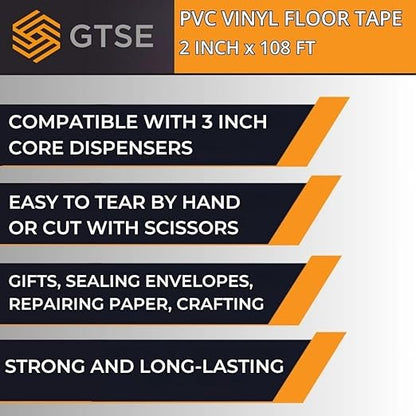 GTSE 2 inch x 108 ft Green PVC Vinyl Floor Tape, 24 Rolls, Safety Marking Tape, 6 mil Thick, Suitable for Dance Floors, Gyms, Warehouses, Sports Facilities