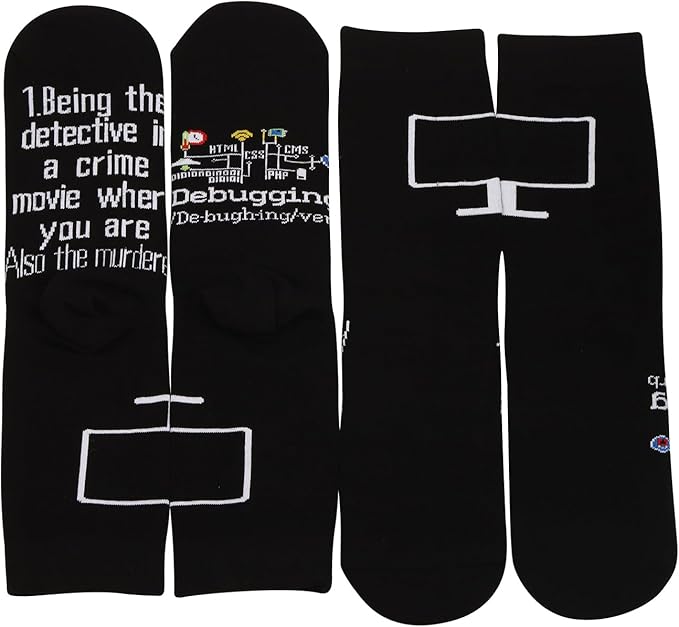 MBMSO 2 Pair Debugging Definition Socks Computer Programmer Gift IT Coder Gift Teacher Student Funny Coding Programming Socks