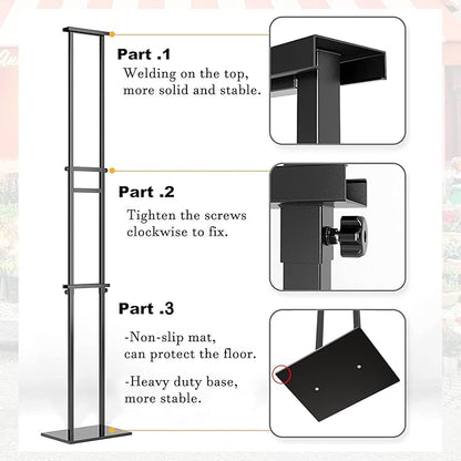 2Pack Sign Holder Stand,Display Stand,Heavy Duty Adjustable Pedestal Sign Stand Up to 75 inch,Double-Sided for Board & Foam Sign,Sign Stand with Base,Fit Wedding,Restaurant or Business etc(Poster not Included)