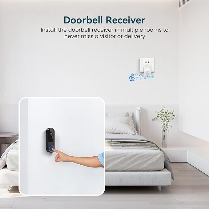 1080p Wireless Wi-Fi Video Doorbell Camera with Night Vision, Two Way Audio, 2.4G WiFi Only, AI Motion Detection and Cloud Storage (Sold Separately)