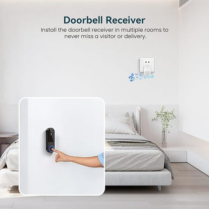 1080p Wireless Wi-Fi Video Doorbell Camera with Night Vision, Two Way Audio, 2.4G WiFi Only, AI Motion Detection and Cloud Storage (Sold Separately)