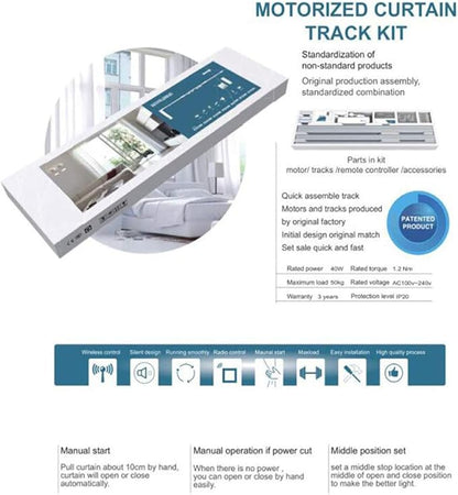 OlideSmart DIY Wifi Smart Automatic Curtain Motor Track System, Automatic Curtain Motor, Blinds Tracks, Length can be customized (White, 3.2m)