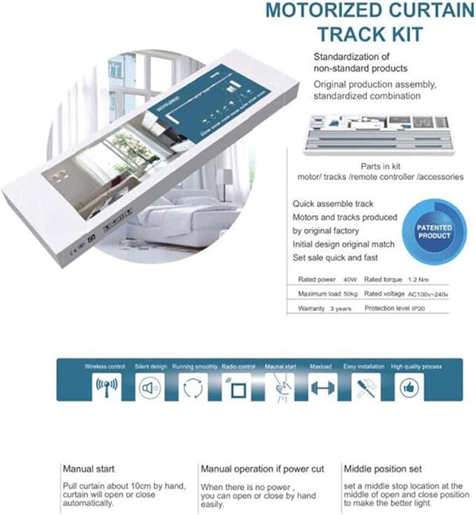 OlideSmart DIY WiFi Smart Automatic Curtain Motor Track System, Automatic Curtain Motor, Blinds Tracks, Length can be Customized (White, 2.2m)