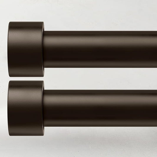 2 Pack Curtain Rods for Windows 28 to 48 Inch(2.3-4ft), 1 Inch Bronze Curtain Rods Set, Adjustable Heavy Duty Curtain Rod for Patio Bedroom Living Room, Modern Drapery Rods, Size 32"- 60"