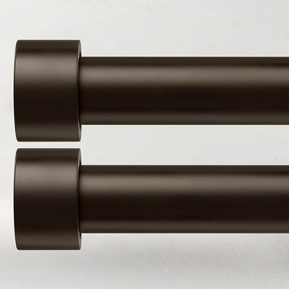 2 Pack Curtain Rods for Windows 48 to 84 Inch(4-7ft), 1 Inch Bronze Adjustable Heavy Duty Long Curtain Rod Set, Modern Style Outdoor Drapery Rods for Patio Bedroom, Size 32"- 90"
