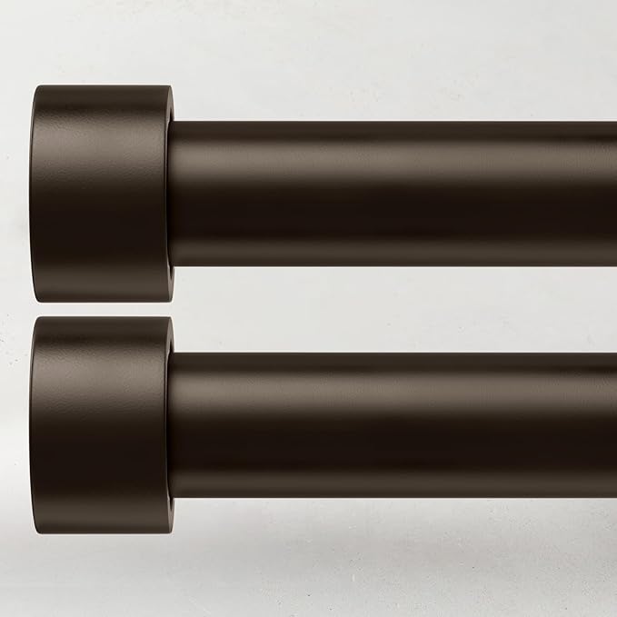 2 Pack Curtain Rods for Windows 66 to 120 Inch(5.5-10ft), 1 Inch Bronze Heavy Duty Curtain Rods Set, Adjustable Extra Long Curtain Rod for Bedroom Patio, Outdoor Drapery Rods, Size 32"- 120"