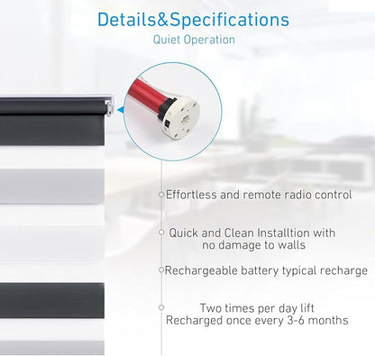 Rollerhouse Roller Shade Motor Motorized Systems for Interior Shades Motors Radio, Wireless, Quiet, Compatible with 1 inch Shade Tube