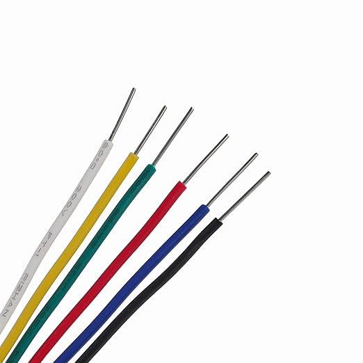 TUOFENG 26 awg Wire Solid Core Hookup Wires-6 Different Colored Jumper Wire 33ft or 10m Each, 26 Gauge Tinned Copper Wire PVC (OD: 1.25mm) Hook up Wires Kit