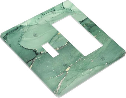 Outlet Covers Simple Green Marble 1 Toggle 1 Rocker Combination Decorative Wall Plate Electrical Switch Plates Light Switch Cover Plate for living Room Office Decor