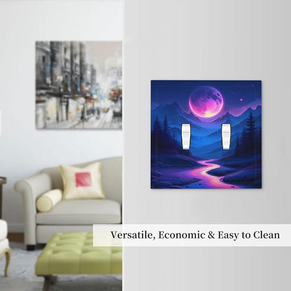 Purple Cyberpunk River Full Moon Mountain Forest Decorative Switch Plates 2 Gang Double Toggle Outlet Light Switch Cover Wall Plate Electrical Faceplate for Bedroom Bathroom Decor