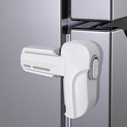 Fridge Lock for Kids, Childproof Refrigerator Door Lock, Fridge Latch with 3M Adhesive, Freezer Locks Automatically Closed, No Drill No Screw, More Security for Kids/Pets (2 Pack, White)