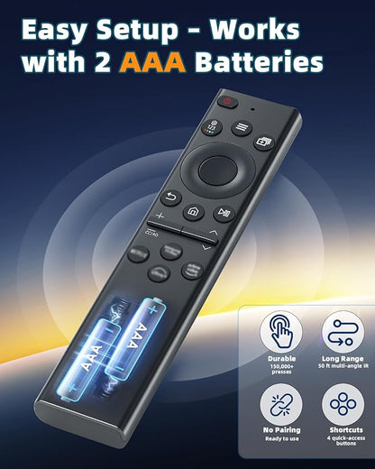 Replacement Remote Control for Samsung Smart TVs – Ready to Use, Universal Remote Compatible with Samsung Frame Curved QLED Crystal UHD TVs