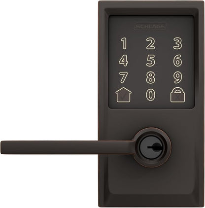 Schlage FE789WBCEN716LAT Encode Century WiFi Latitude Lever Smart Keyless Entry Touchscreen Door Lock, Aged Bronze