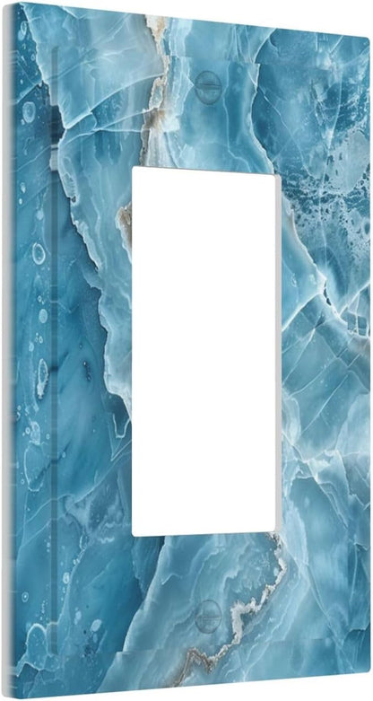 Decorative Outlet Covers Abstract Watercolor Blue Marble Texture 1 Gang Rocker Light Switch Cover Plate Single Wall Plates for Electrical Outlets Switch Plate Covers for Kitchen Decor