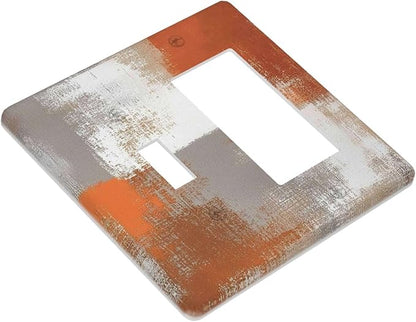 Orange Grey Abstract Art Oil Painting Outlet Covers 1 Toggle 1 Rocker Combination Decorative Wall Plate Electrical Switch Plates Light Switch Cover Plate For Home Farmhouse Decor