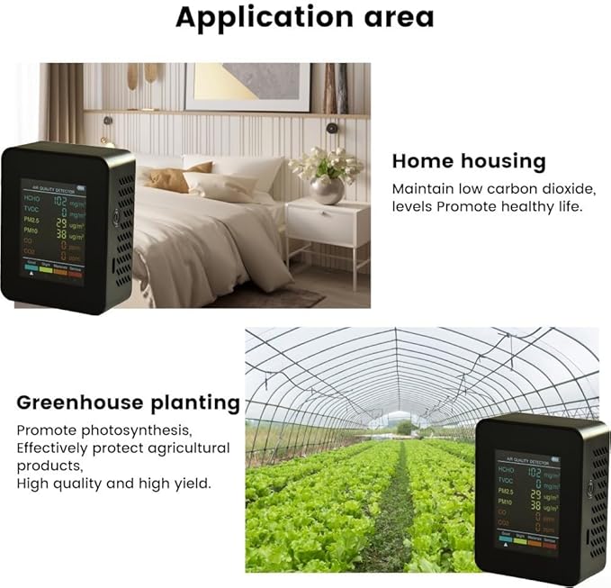 6 in 1 Air Quality Monitor PM2.5 PM10 HCHO Formaldehyde Detector Temperature Humidity Meter with Color Display Portable Indoor Air Tester